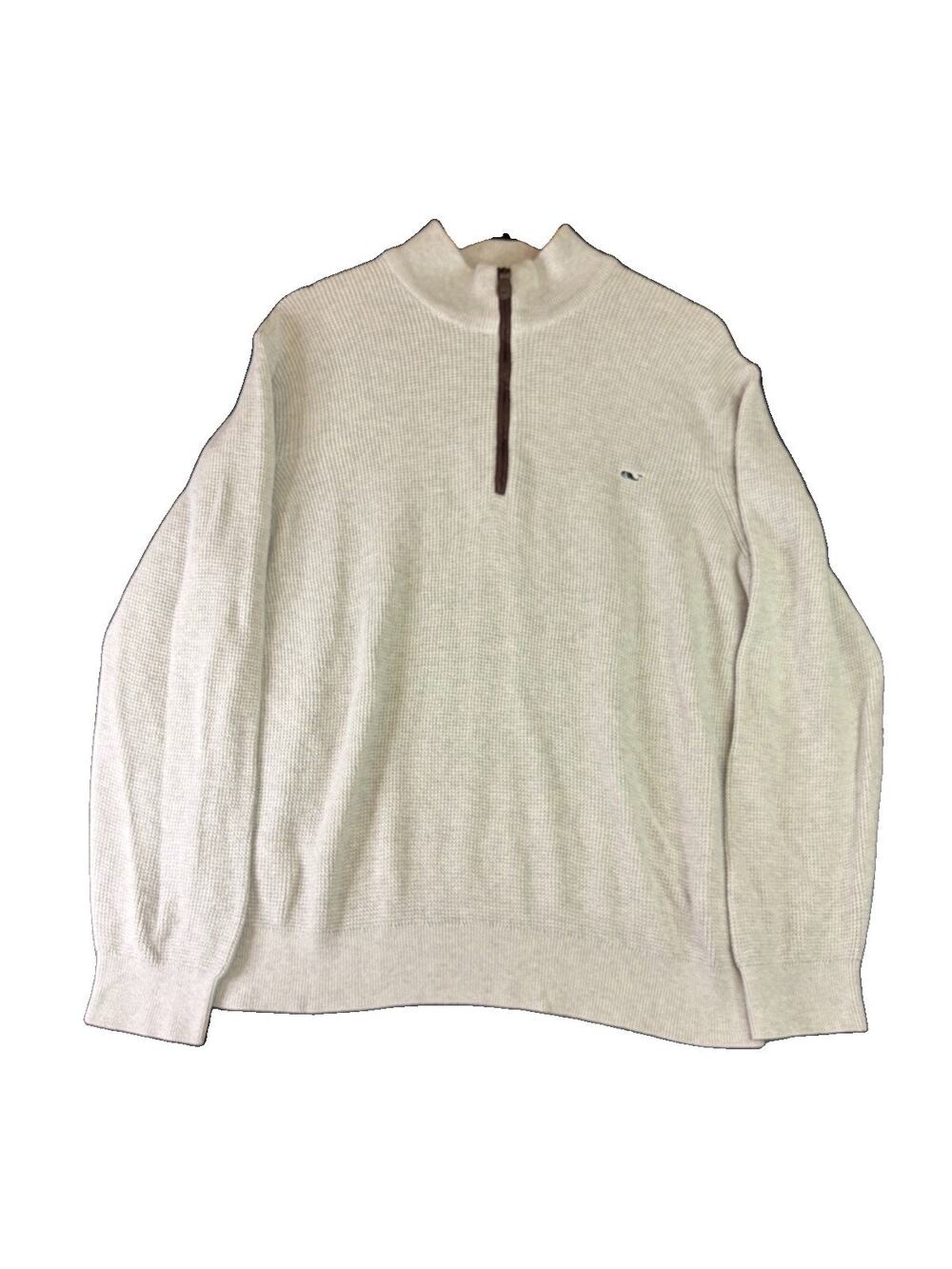 Vineyard Vines Sweater Men’s M Gray Waffle Knit 1/4 Zip Pullover Preppy Golf